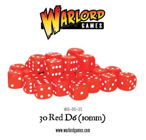 [WLG WG-D6-33] Warlord Games : Set de 30 D6 10mm│ Rouge