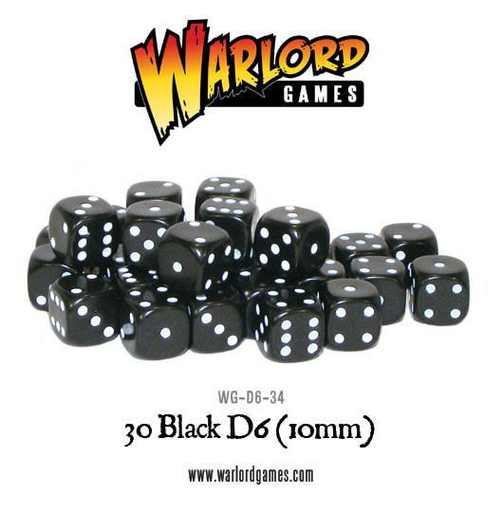 [WLG WG-D6-34] Warlord Games : Set de 30 D6 10mm│ Noir