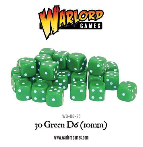 [WLG WG-D6-35] Warlord Games : Set de 30 D6 10mm│ Vert