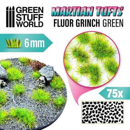 [GSW 10676] Green Stuff : Martian Tufts - Fluor Grinch Green │6mm [75pcs]