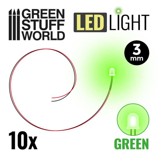 [GSW 3824] Green Stuff : Leds 3mm - Vert (10pcs)