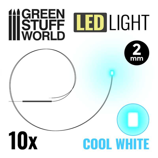 [GSW 1479] Green Stuff : Leds 2mm - Blanc froid (10pcs)