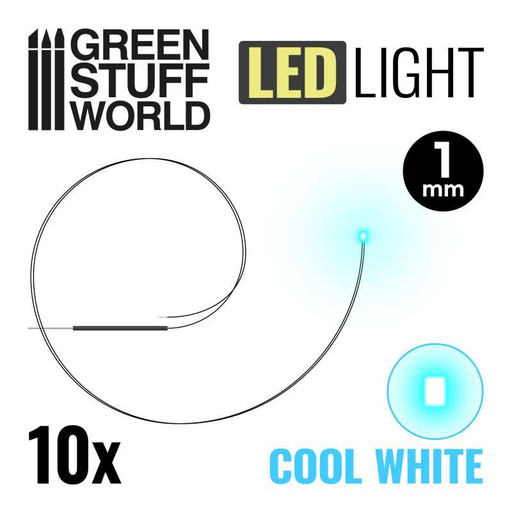 [GSW 1478] Green Stuff : Leds 1mm - Blanc Froid (10pcs)