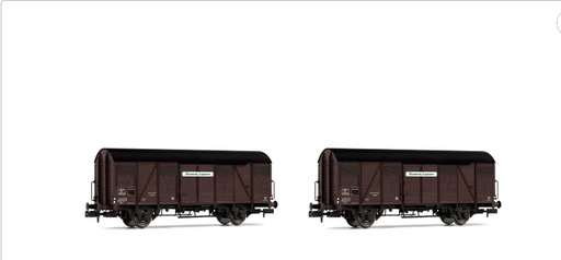 [ARN HN6571] Arnold : 2 wagons fermés à 2 essieux Kv avec parois en bois, livrée marron, Provence Express