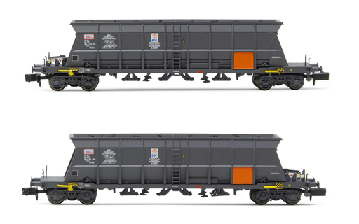 [ARN HN6550] Arnold : coffret de 2 wagons-trémies à 4 essieux Faoos pour le transport du charbon, «Capcol/EDF»