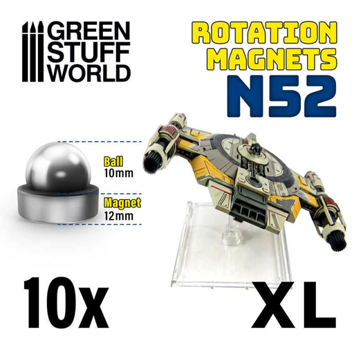 [GSW 9344] Green Stuff : Aimants Rotatifs en Néodymes XL │Ball : 10mm - Magnet : 12mm │ 10 units (N52)