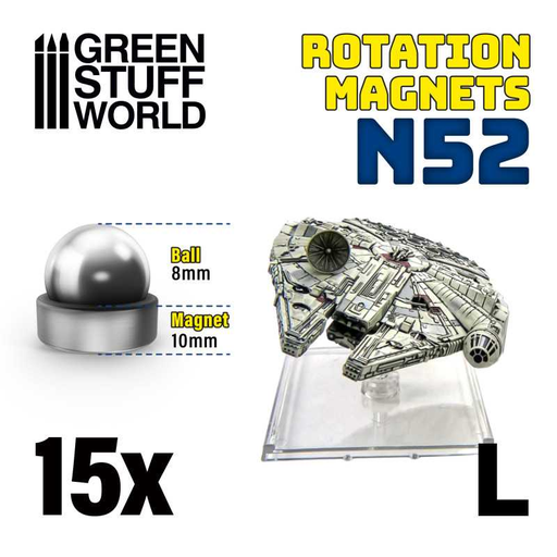 [GSW 9277] Green Stuff : Aimants Rotatifs en Néodymes L │Ball : 8mm - Magnet : 10mm │ 15 units (N52)
