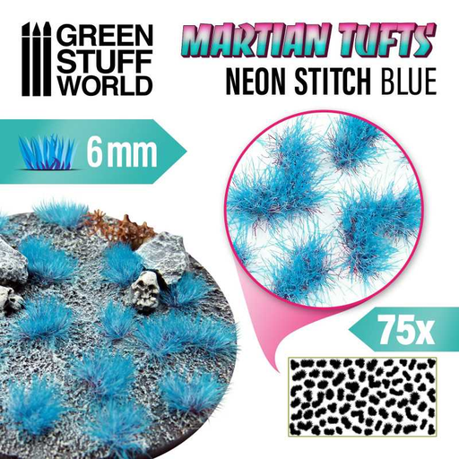 [GSW 10683] Green Stuff : Martian Tufts Neon Stitch Blue│6mm [75pcs]