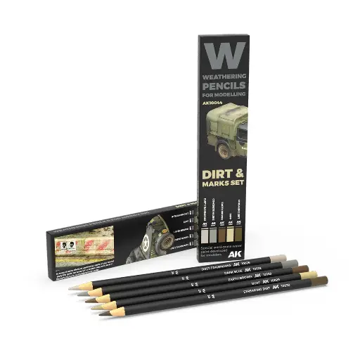 [AK 10044] Ak :  Dirt & Marks │ Crayon de Weathering (5Pcs) 