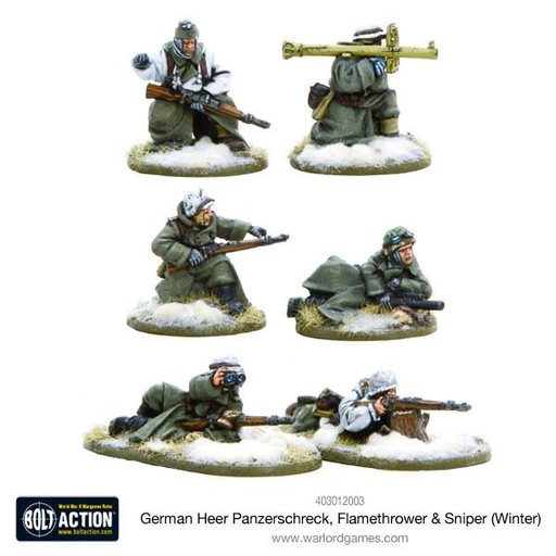 [WLG 403012003] German Heer Panzerschreck, Flamethrower & Sniper teams (Winter)