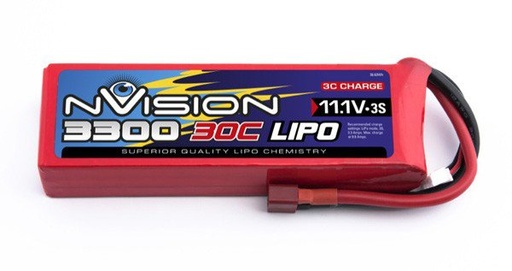 [NVI NVO1812] NVision Pack Lipo 11.1V (3S) - 3300Mah 30C (Dean-Plug)