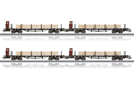 [MKN 46287] Marklin :4 wagons plat typa koln avec chargement de bois