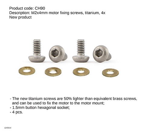 [SLO CH90] Slot-It : Motor Fixing Screws Titanium │ M2x4mm 