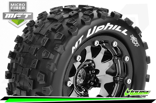 [LRC T3309SBCH] Louise RC : Pneu MT Uphill MFT sur Jante Chrome Noir Bead-Lock  (2.8) - HEX 12mm - Offset 1/2 │ 4WD [Front/Rear]