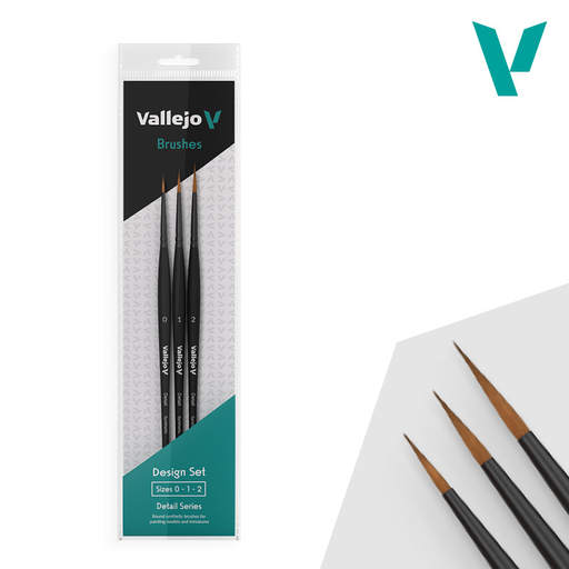 [VAL B02991] Vallejo : Set de pinceaux Ronds Synthétiques tailles 0-1-2 - Design Set │ Detail Series