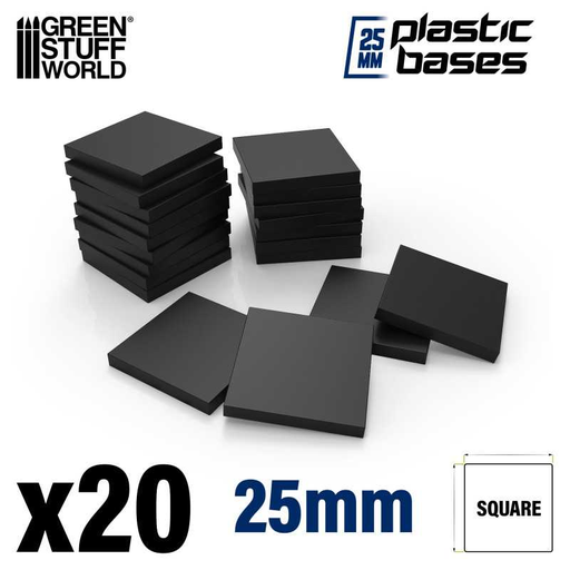 [GSW 9831] Green Stuff : Socle Carré en Plastique noir 25mm (10pcs)