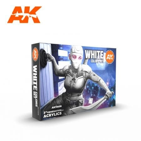 [AK 11609] Ak : White Colors Set (6pcs) │ 3rd Generation Acrylics