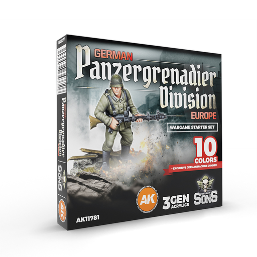 [AK 11781] AK : Set de couleurs Wargame Starter Set - German Panzergrenadier Division Europe │ 3rd Generation Acyrlics - Fortunate Sons