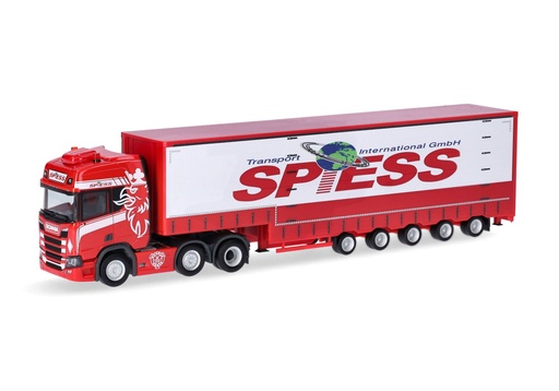 [HER 317016] Herpa : Scania CR 20 HD 6x2 Volumenplanen-Sattelzug 5a Spiess (Baden-Württemberg/Ertingen)