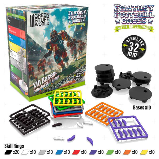 [GSW 12891] Green Stuff : Socles Blood Bowl 32mm avec anneaux de compétence