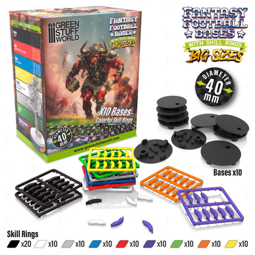 [GSW 12903] Green Stuff : Socles Blood Bowl 40mm avec anneaux de compétence