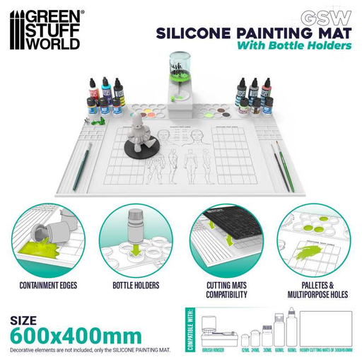 [GSW 4562] Green Stuff : Silicone Painting Mat with Bottle Holders 