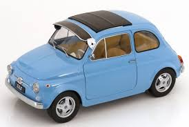 [KKS KKDC120065] KKScale : Fiat 500 F │ jantes Abarth - Toit amovible - 1968 Bleu clair