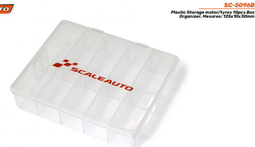 [SCT SC-5096B] Scaleauto : Plastic Storage motor/tyres 10pcs Box Organizer. Mesures: 125x10x30mm