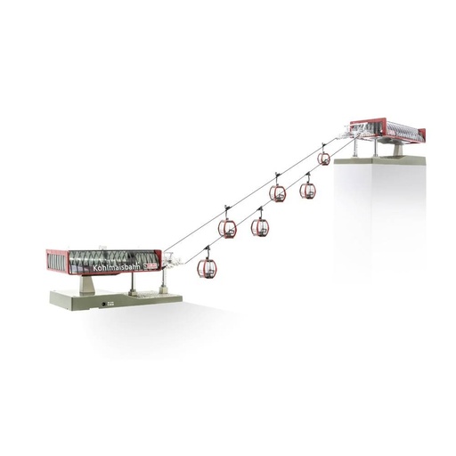 [JAE 82498] Jagerndorfer : Coffret avec 2 stations rouges et noires "Kohlmaisbahn", 6 oeufs Omega V10 rouges "Kohlmaisbahn", et 10 m de câble de remontées