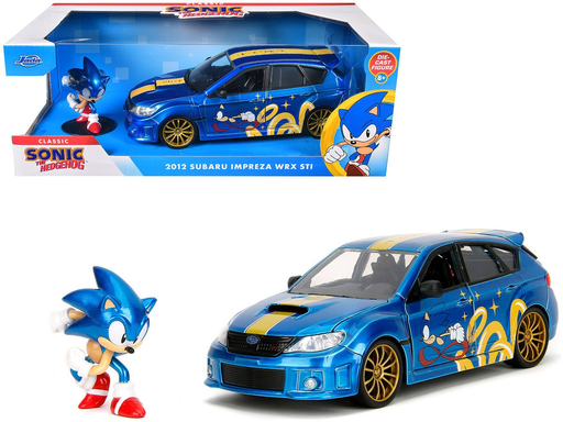 [JAA 35871] 1:24 SUBARU IMPREZA WRX STI W/SONIC FIGURE BLUE HOLLYWOOD RIDES 2012