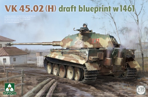 [TAK 2191] Takom : Char lourd VK 45.02 (H) Draft Blueprint w 1461