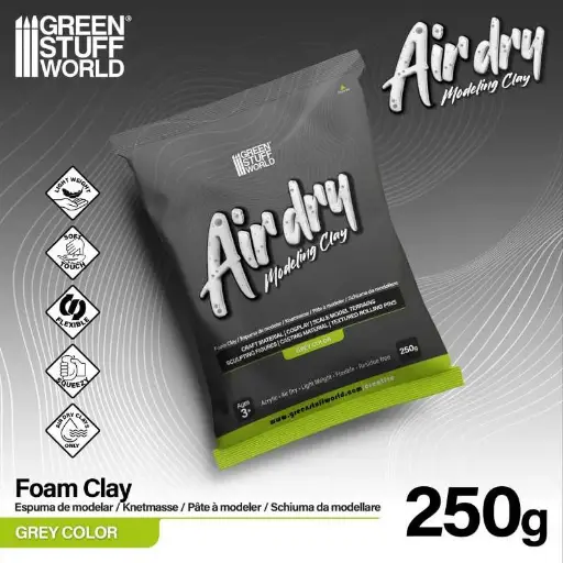 [GSW 5395] Green Stuff : Air Dry Foam Clay 250gr. - Gris 