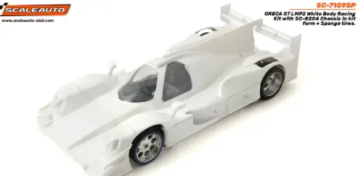 [SCT SC-7109SP] Scaleauto :  Oreca 07 LMP White Racing Kit with SPORT XL Steel & Carbon Chassis + Sponge Tires.